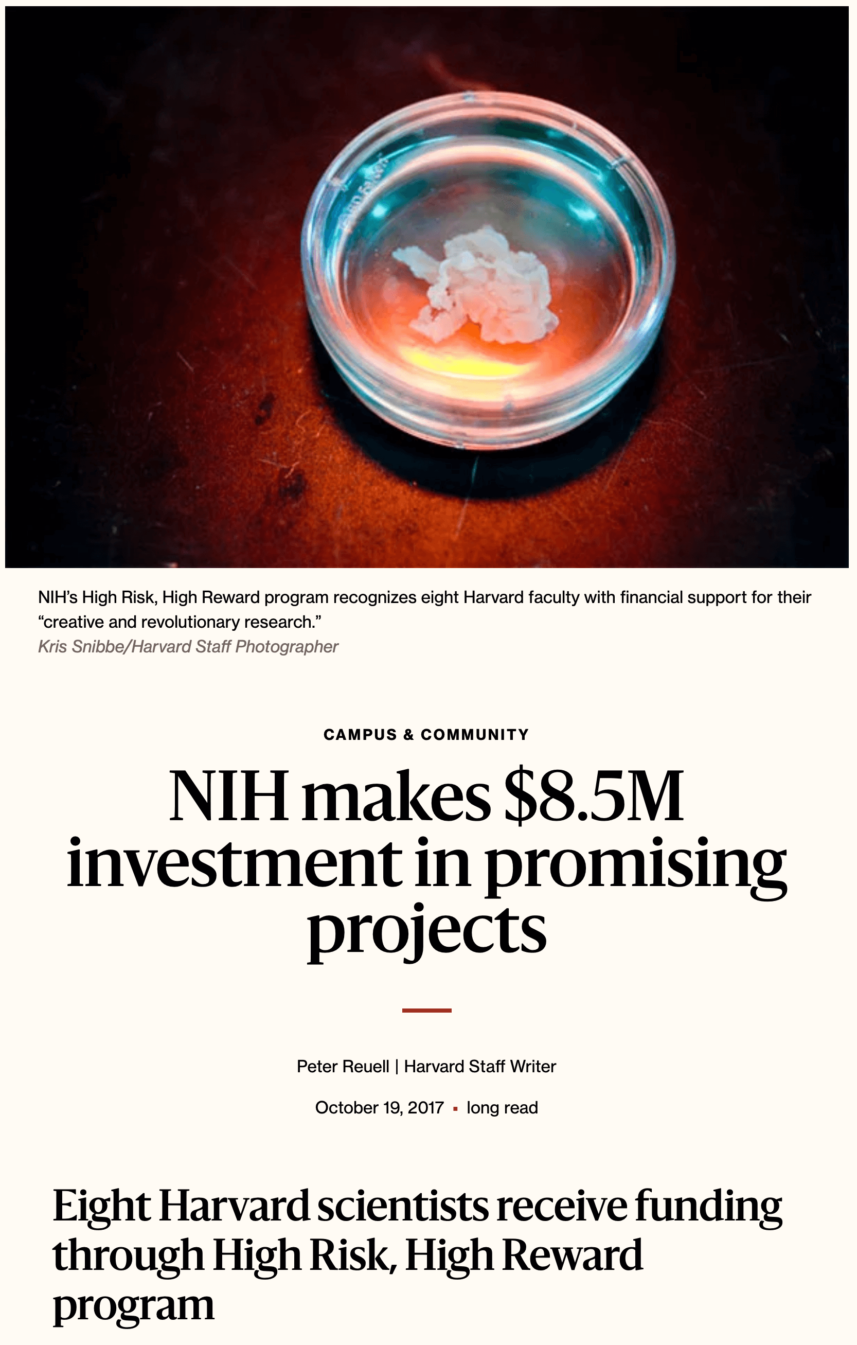 Award Nih Makes Investment In Promising Projects